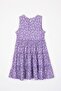 Crew Neck Zero Sleeve Hat Accessory Lilac Color Girl's Dress - 2