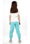 Girl's Love Printed T-Shirt and Turquoise Sweatpants Double Summer Set - 3