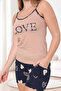 Women's Pajama Set with Cotton Rope Straps and Shorts - 2