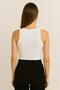 Women's Ribbed Crop Top (White Short Sleeveless Crop 95% Cotton 5% Elastane Slim Fit) - 3