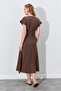 Double Breasted Collar Button Detailed Modal Midi Dress - Brown |   Mks281871-01 - 5