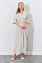 Low Sleeve Long Dress with Slits on the Sides - Stone |   28-4908 - 7