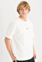 Boxy Fit Ecru Men's T-Shirt D6946Ax/Er105