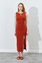 Front Slit Back V Detailed Strap Dress - Tile |   28-1690
