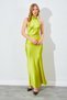 High Neck Backless Long Satin Dress - Oil Green |   28-1638 - 6