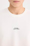 Boxy Fit Ecru Men's T-Shirt D6946Ax/Er105 - 4