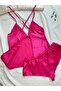 Satin Backless Strappy Hipster Shorts Nightgown Pajama Set (Dowry Custom) - 8