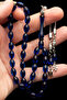 Men's Gift Letter Tasseled 7X11Mm Dark Blue Powder Amber Prayer Beads - 2