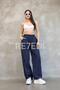 Unisex Striped Stopper Leg Parachute Pants Dark Blue