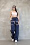 Unisex Striped Stopper Leg Parachute Pants Dark Blue - 3
