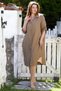 Light Brown Shirt Collar Buttoned Long Sleeve Hidden Pocket Casual Muslin Woven Dress 115 68 - 2