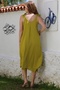 Lemon Mold Color V-Neck Strap Tie Pocket Dirty Stitching Muslin Asymmetric Woven Dress 115 55 - 6