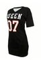 Women's Black Queen 07 Printed V Neck Casual Short Sleeve Midi Length Dress - 2