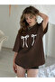 Double Ribbon Printed Crew Neck Tshirt - 2
