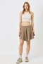 Women's halter neck ribbed stretchy crop tank top 925 beige - 2