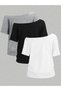 Women's Off Shoulder Boat Neck 3-Piece T-Shirt Set