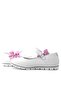 Genuine Leather White Velcro Pink Ribbon Girls' Ballerinas - 8