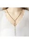 Gold Heart Pattern Y Model Necklace Multi-Colored, Stone-Embellished