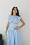 Baby Blue Vintage-Inspired Draped Dress - 4
