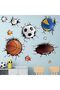 Basketball Football Through The Wall Sports Wall Decals - Kids Baby Boys Wall Stickers - Nursery Playroom Classroom Daycare Game Room Bedroom Home Wall Decor