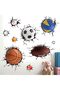 Basketball Football Through The Wall Sports Wall Decals - Kids Baby Boys Wall Stickers - Nursery Playroom Classroom Daycare Game Room Bedroom Home Wall Decor - 3
