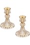 Glass Candle Holder Set of 2, Taper Candlestick Holders (Gold)
