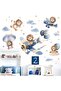 Airplane Animals Wall Stickers - Hot Air Balloon Lion Clouds Wall Decals