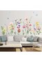 Flowers Wall Stickers - Wildflower Grass Butterflies Daisy Floral Wall Stickers - Girls Bedroom Living Room Sofa TV Background Home Wall Decor - 4