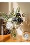 Artificial Silk Dahlia Flowers Bouquet - White and Blue - 3