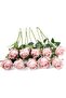 Flojery 10pcs Artificial Long Stem Silk Rose Flowers for DIY Wedding Bouquet Centerpiece (Light Pink - 2