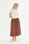 Brown Woven Elastic Waist Skirt with Pocket Detail - 5