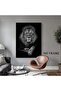 لوحة فنية جدارية من القماش - تصميم رأس أسد باللونين الأبيض والأسود من تصميم Today Idea - 5