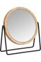 Round Tabletop Mount Dressing Table Mirror with Silver and Bamboo Rim-1X/5X Magnification, 18.3 x 7.3 x 20.7 cm