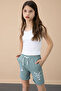 Green Paw Cute Printed Girl's Elastic Waist Shorts 20730 - 3