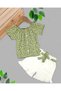 Girl's Summer 2-3-4-5-6 Years Old Stylish 2-Piece Set with Ribbed Top and Belted Shorts - 2