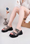 Pera Model Genuine Leather Leopard Buckle Thick Sole Daily Women's Slippers - 4