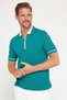 Men's 5-Pack Navy Blue-Cherry-Mink-Green-Sand Slim Fit Cotton Plain Zipper Pique Polo Neck T-Shirt - 5
