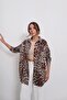 Digital Printed Thin Knitwear Leopard Pattern Oversize Shirt
