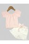 Girl's 2-3-4-5-6 Years Old Summer Flower Printed Bluzlu Muslin Shorts with Belt Stylish Holiday Girl's Suit - 2