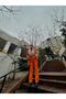 Women's Wide Leg Orange Wide Leg Jeans - 7