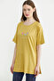 Floral Printed Crew Neck T-Shirt - Mustard - 3