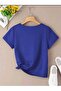 V-Neck Tiny Heart Printed Summer Women's T-Shirt - 2