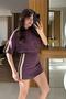 Palmas Plum Half Sleeve Stripe Detail Shorts Premium Set - 3
