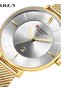 Ladies/Girls 9037 Stainless Quartz Buckle Round Water Resistance Analog Wrist Watch - Gold - 5