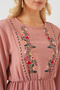Women's Embroidered Long Hijab Dress 2550 - Powder - 5