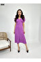 Women's Dress Front Gathered Slit Heart Neck Short Sleeve Viscose - 5