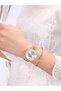 Ladies/Girls 9037 Stainless Quartz Buckle Round Water Resistance Analog Wrist Watch - Gold - 4