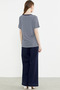 Combed Cotton T-Shirt with Striped Embroidery Detail - Navy Blue - 5
