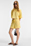 Vela women's flexible fabric bicycle collar oversize fit yellow t-shirt - 2