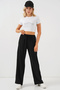 Women's High Waist Wide Leg Pants - Black